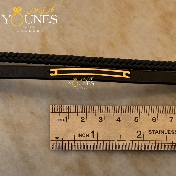 دستبند طلا چرم مردانه مینیمال خطی L114